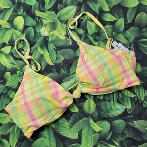 NWT Dippin' Daisy's Zen Knot Front Plaid Bikini Top sz Large might be Reversible
